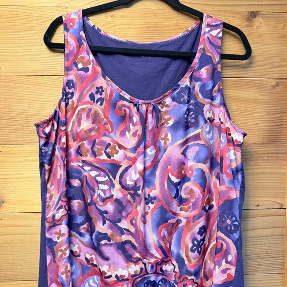 Coldwater Creek Sleeveless Purple Abstract Floral Top - XL - Picture 2 of 7